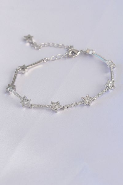 merland benvecocuk Vip Series Brass Zircon Stone Silver Color Halley Model Bracelet - Lisinya