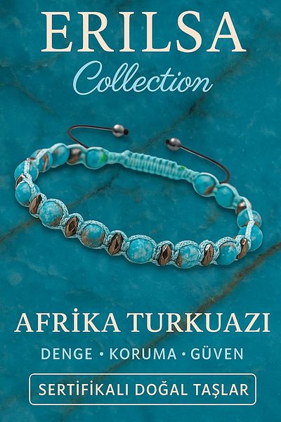 Erilsa Certified Faceted African Turquoise and Terahertz Stone Bracelet – Symbol of Balance, Protection and Trust