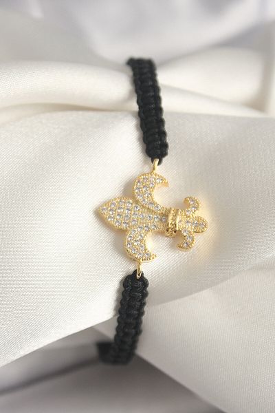 merland benvecocuk Brass Gold Color Zircon Stone Lily Figure Elevator Macrame Model Women's Bracelet - Lisinya