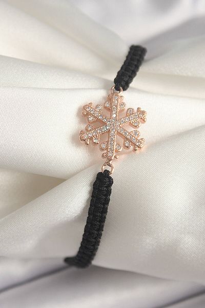merland benvecocuk Brass Rose Color Zircon Stone Snowflake Figure Macrame Elevator Model Women's Bracelet - Lisinya