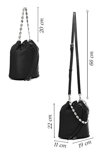 Derimod Women's Black Stone Fabric Shoulder Bag 25Sbd27406F