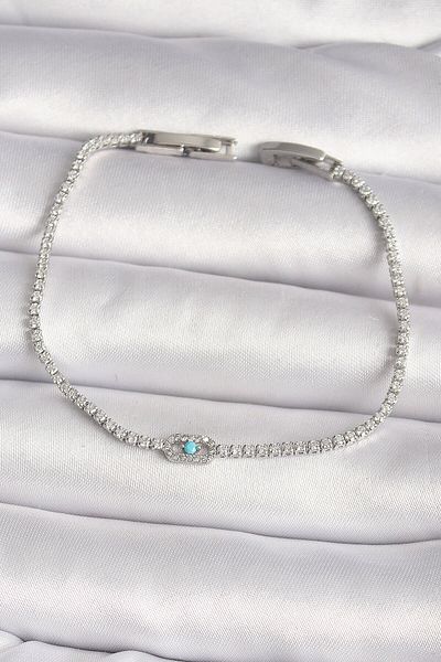 merland benvecocuk Brass Silver Color Waterway Zircon Stone Messika Model Blue Stone Women's Bracelet - Lisinya