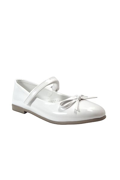 Onlo Ayakkabı Onlo Shoes Ty.7187 White Shiny Velcro Orthopedic Girls' Ballerina Shoes