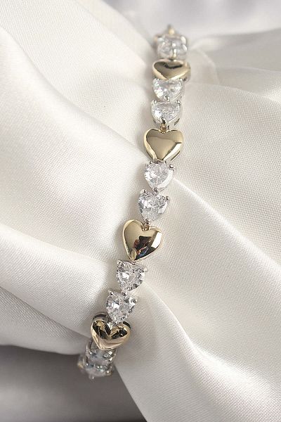 merland benvecocuk Brass Silver Color Zircon Stone Gold Heart Vip Series Women's Bracelet - Lisinya