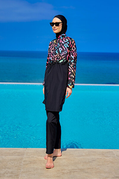 Riva Mera Black Hijab Swimsuit 4 Piece Full Covered Swimsuit Set R2507