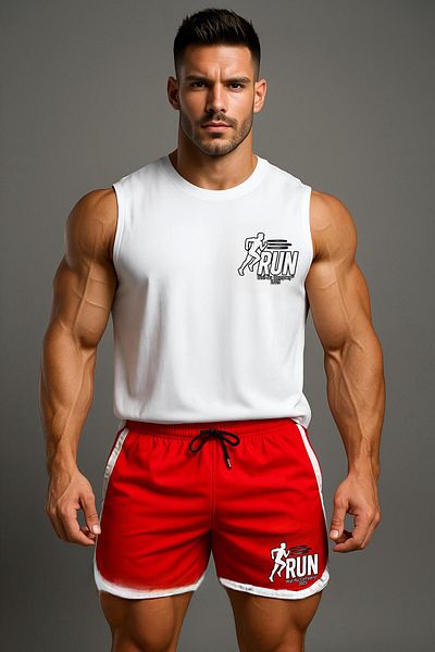 Risil-Nu Company New Season Premium Honeycomb Fabric Shorts and Cotton Singlet Double Gym Sportsman Set
