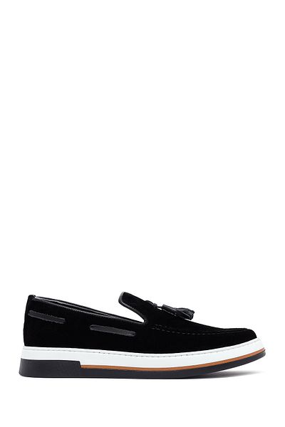 Derimod Men's Black Tasseled Suede Leather Casual Loafer 25Sfd681110