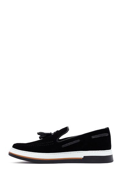 Derimod Men's Black Tasseled Suede Leather Casual Loafer 25Sfd681110