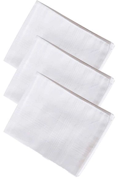 merland benvecocuk Special Pack of 3 Premium Men's Handkerchiefs Set 100% Cotton 42X42 cm White