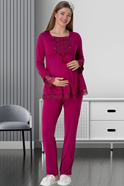 By Mecit Pijama طقم بيجامة نسائية بأكمام طويلة وأزرار أمامية