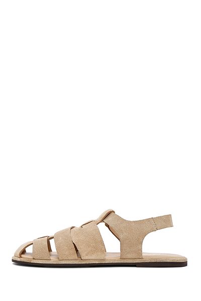 Derimod Women's Mink Buckle Suede Leather Sandals 25Sfd152710