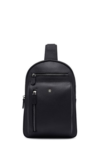 Derimod Men's Black Leather Crossbody Bag 25Sbd3532Ft