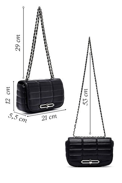 Derimod Women's Black Long Strap Quilted Mini Crossbody Bag 25Sbd2531Kp