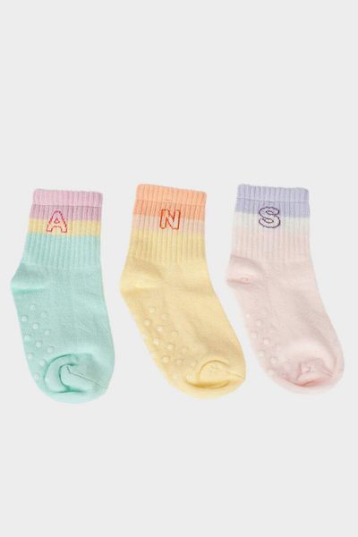 DeFacto Baby Girl Anti-Slip Sole 3-Piece Cotton Long Socks E4769A5Ns
