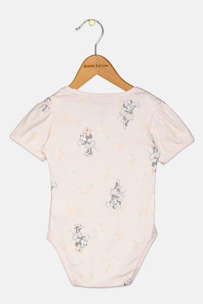 Disney Toddlers Girl Round Neck Short Sleeve Graphic Print Bodysuits, Multicolor