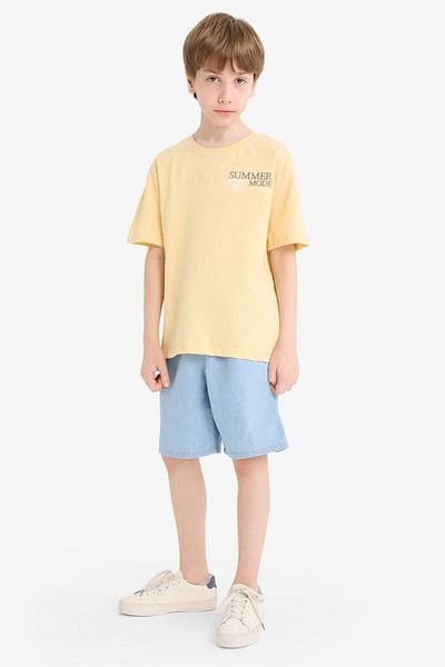 DeFacto Boy's Crew Neck Printed Short Sleeve T-Shirt E8455A825Hs