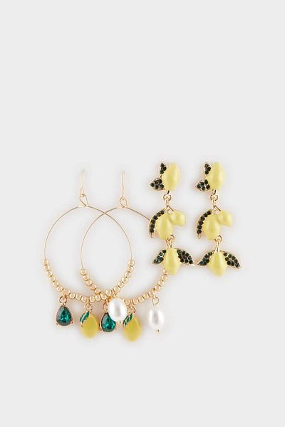 DeFacto Women's 2-Piece Dangle Earrings F0859Axns