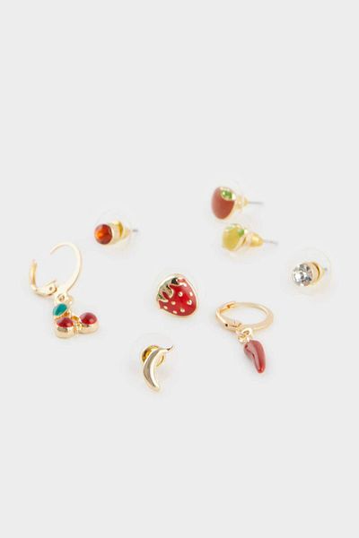 DeFacto Women's 8-Piece Fruit Earrings F0869Axns