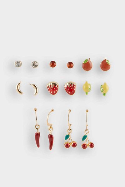 DeFacto Women's 8-Piece Fruit Earrings F0869Axns