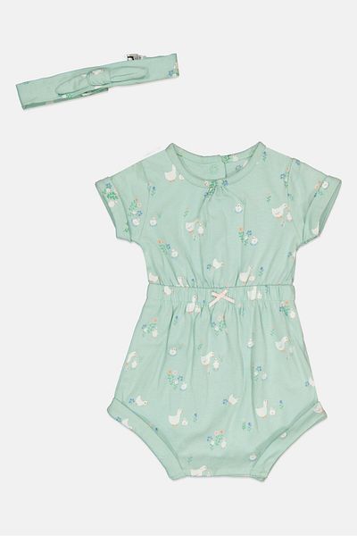 MOTHERCARE Toddlers Girl 2 Pieces Allover Print Bodysuit And Headband Set, Multicolor