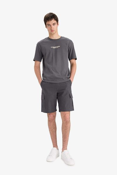 DeFacto Boxy Fit Crew Neck Back Printed Short Sleeve T-Shirt F4751Ax25Sm