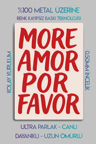 DekorHane Metal Print Table - More Amor Por Favor, Chill Vibes, Home Office Decorative Artistic Glossy