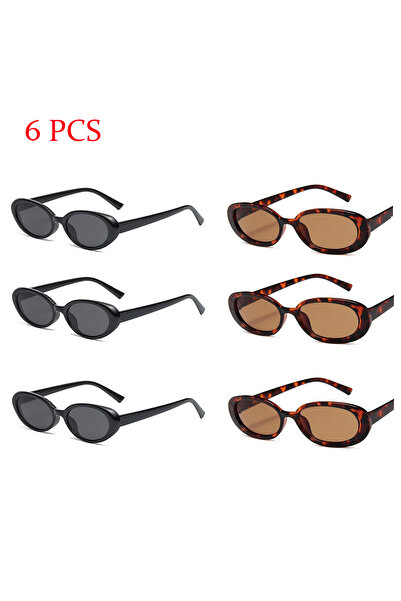 Choice 6 قطع من النظارات الشمسية الصغيرة البيضاوية للنساء، نظارات شمسية كلاسي...
