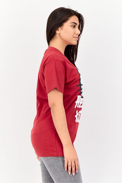 Hello Kitty Women Round Neck Short Sleeve Graphic Print T-Shirt, Dark Red