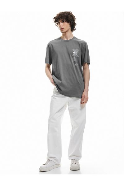 Koton New Season Crew Neck Cotton Regular Fit Short Sleeve Printed T-Shirt