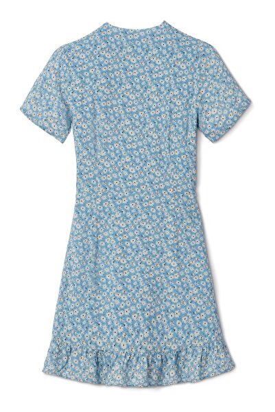 Tchibo Kids Girl All Over Printed Casual Dress, Blue Combo