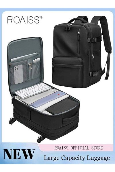 ROAISS High Capacity Business Travel Backpack Expandable Luggage Bag