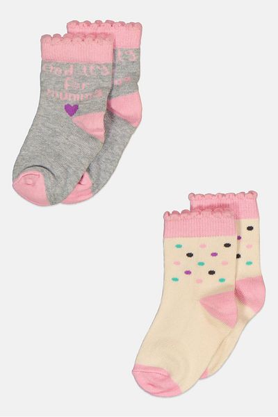 MOTHERCARE Toddlers Girl 2 Pairs Allover Printed Socks, Multicolor