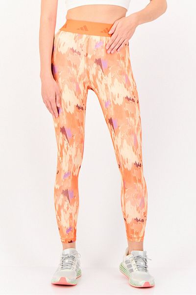 adidas Women Tight Fit Abstract Training Leggings, Orange