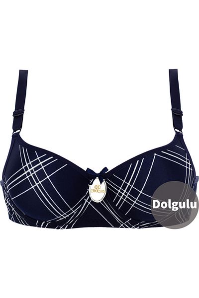 CHC Chocho Women's Underwire Padded Patterned Navy Blue Bra