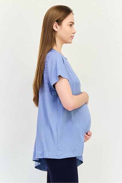 Puma Maternity Studio Oversized Fit Short Sleeve Outdoor T-Shirt, Light Slate Blue