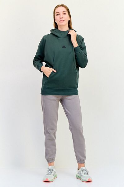 adidas Women Sportswear Fit Long Sleeve Outdoor Hooded Sweatshirt, Dark Grey