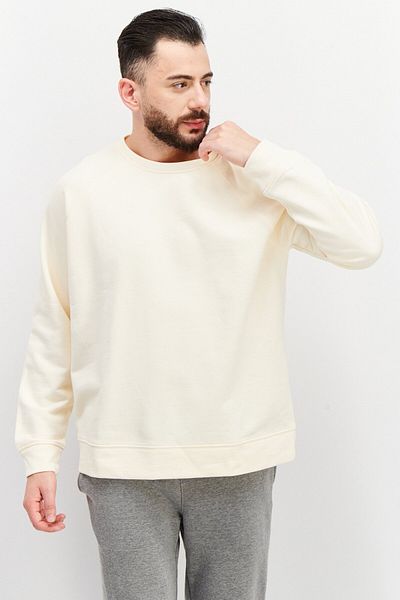 NAH/ Studio Men Crew Neck Plain Long Sleeves Sweatshirt, Cream