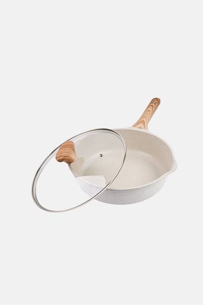Kathy Ireland Cast Aluminum Non Stick Deep Fry Pan, Light Grey