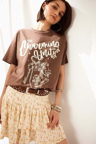 DeFacto Coool Oversize Wide Fit Printed Short Sleeve T-Shirt F5150Ax25Sm
