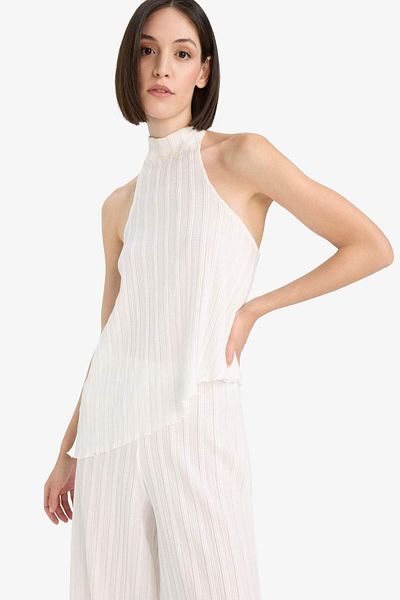 DeFacto Asymmetrical Half Turtleneck Wrap Blouse F6168Ax25Sm