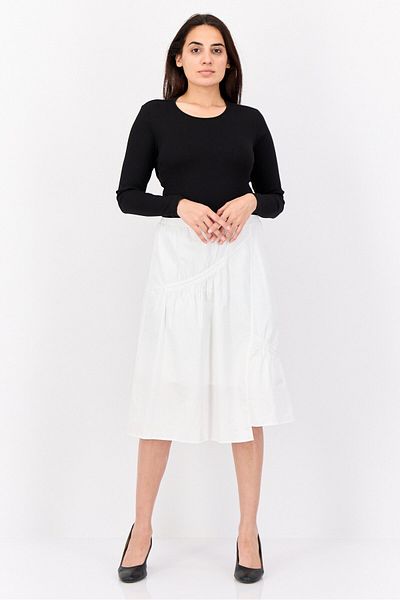 Monki Women Round Neck Long Sleeves Open Back Ribbed Top, Black