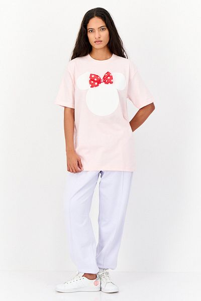 Disney Women Crew Neck Short Sleeve Graphic Print, Pink