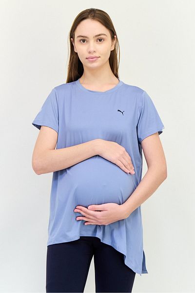 Puma Maternity Studio Oversized Fit Short Sleeve Outdoor T-Shirt, Light Slate Blue