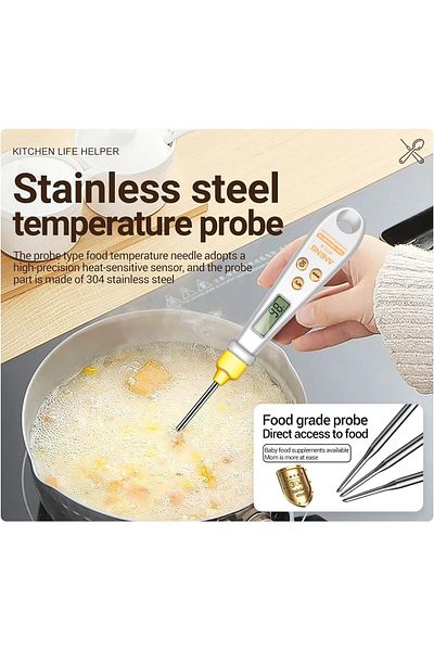 fulina 2 in 1 Electronic Digital Scale Measuring Spoon,With Thermometer,Hanging Loop for Kitchen Cooking