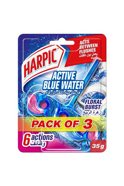 Harpic Active Fresh Toilet Cleaner Rim Block Floral Blossom 35 g 2+1