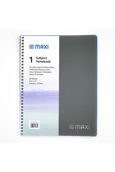 MAXİ Maxi Spiral Polypropylene 1 Subject Notebook, 11 inch X 8.5 inch, 80 Sheets