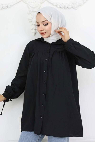 TRENDTESETTÜR Women's Black Shirt Tunic t 03021
