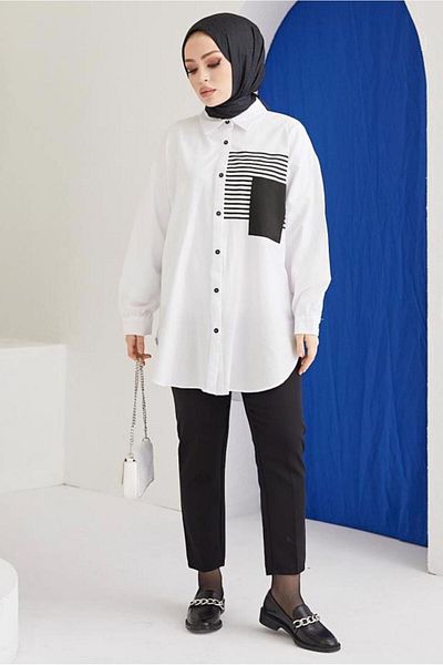 TRENDTESETTÜR Women White Shirt Tunic t 90416