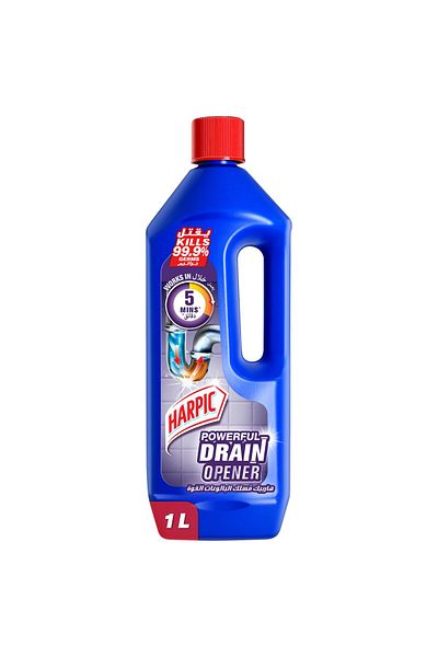 Harpic Powerful Drain Opener Gel for Bathroom Basins Toilet & Kitchen Drains 1 Litre