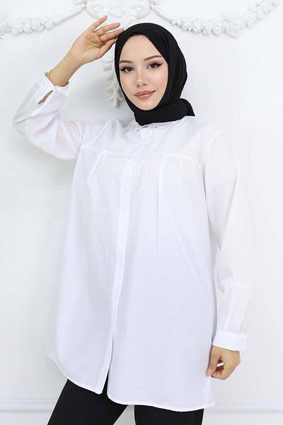 TRENDTESETTÜR Women's White Shirt Tunic t 03021